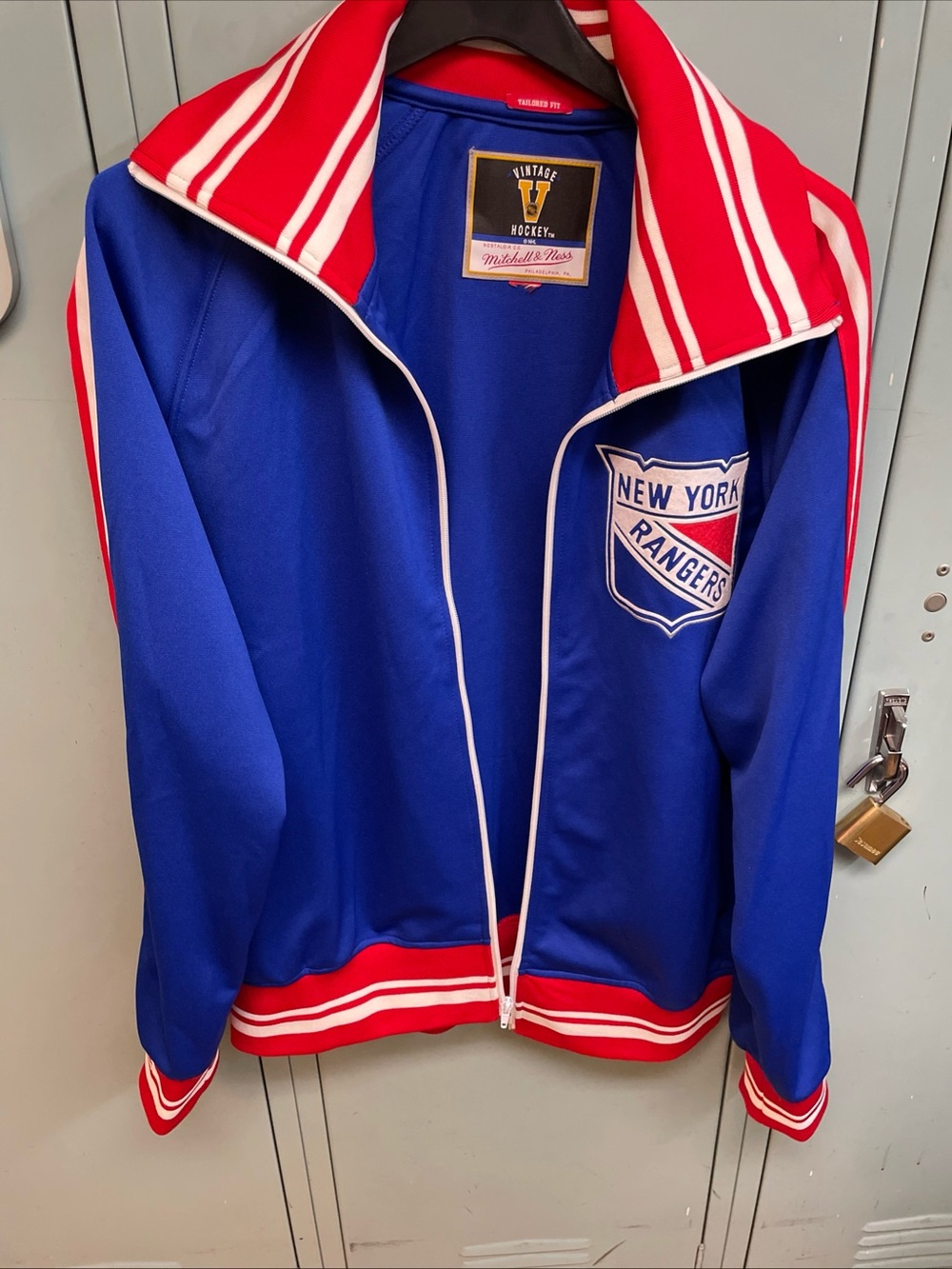 Mitchell & Ness Royal Blue and Red Hockey Jacket 77/78